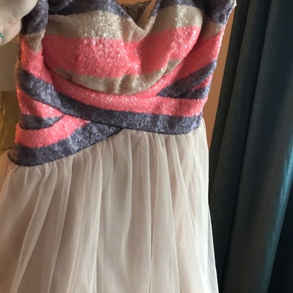 cream, pink, and purple sequin homecoming dress - Picture 4 of 4